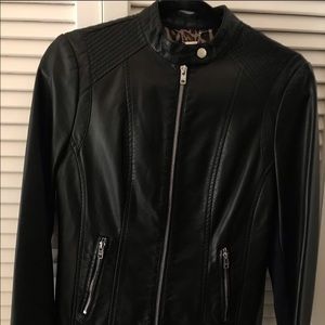 Black faux leather jacket women’s size Small OBO